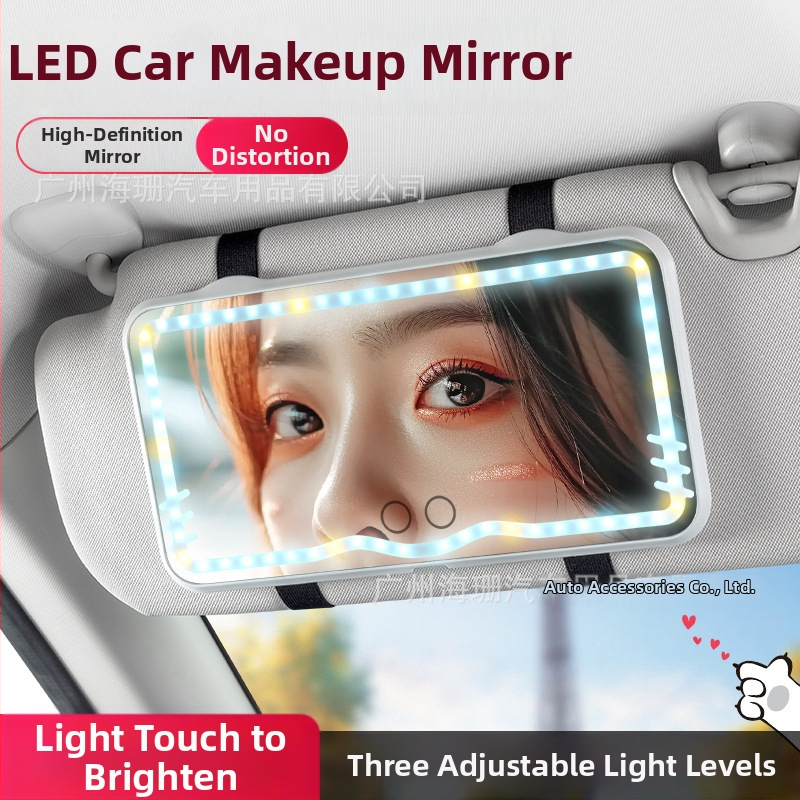 LED meigieegel auto päikeselipu jaoks (puutetundlik LED valgustus; universaalne sobivus; klambriga kinnitamine; logotüübi trükkimise võimalus; kohandatav)