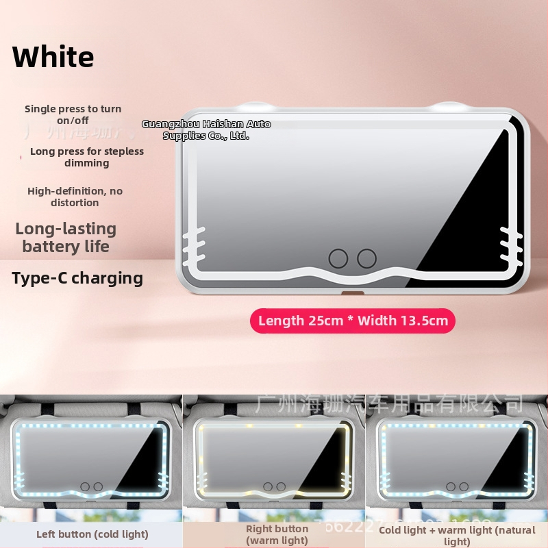 LED makiažo veidrodis automobiliui su saulės skydeliu (touch LED apšvietimas; universalus suderinamumas; spaudžiama montavimas; logotipo spausdinimas galima; pritaikomas)