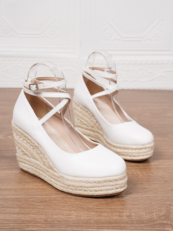 Moteriškos espadrilės su čiurnos dirželiu, minimalistinis dizainas (Išorinis paviršius: avių suede; Piršto forma: apvali; Padas: TPR; Vidaus: PU; Užsegimas: sagtis)