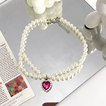 Огърлица за котка със слоеве сърца в вериги, монохромен модел, пластмасов материал, принцес стил, готова за подарък