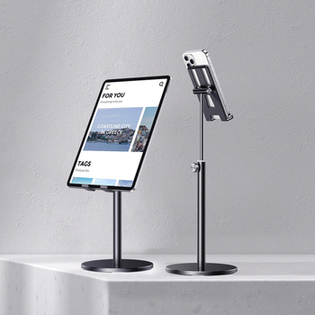 Βάση γραφείου για κινητά τηλέφωνα και tablets, ρυθμιζόμενη, συμβατή με όλους, κράμα αλουμινίου με μαξιλάρι σιλικόνης, μοντέλο GL083-Q