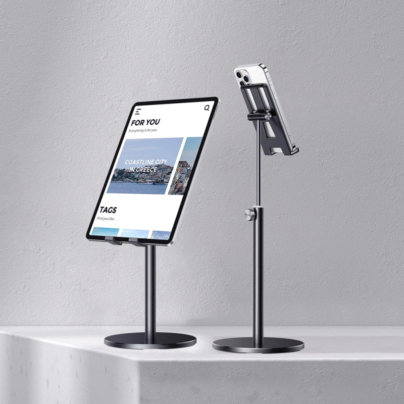 Βάση γραφείου για κινητά τηλέφωνα και tablets, ρυθμιζόμενη, συμβατή με όλους, κράμα αλουμινίου με μαξιλάρι σιλικόνης, μοντέλο GL083-Q