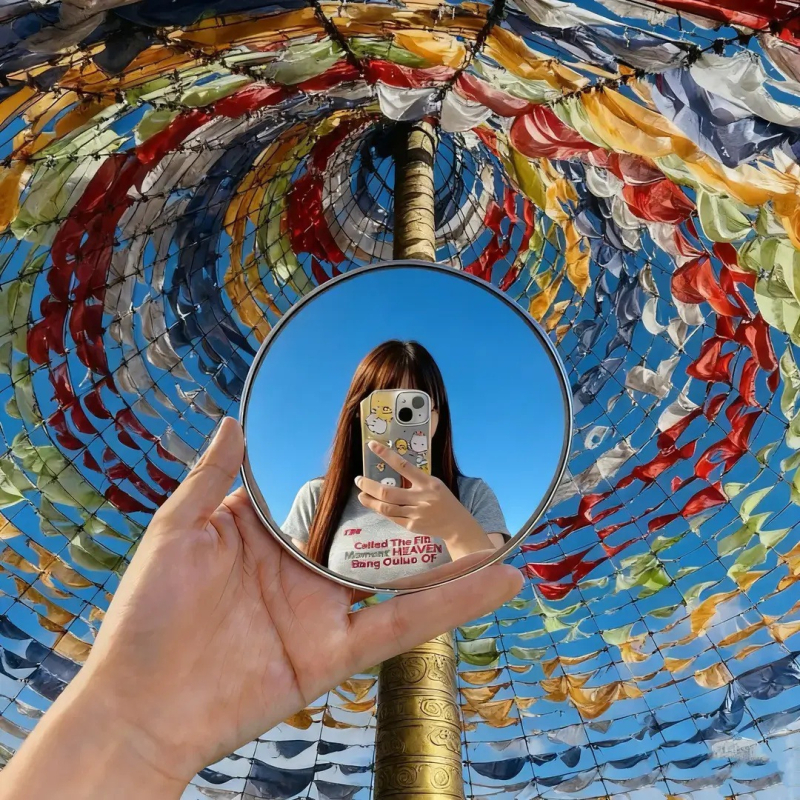 Mini reflektor za putovanje – okruglo izdignuto ogledalo, širok ugao gledanja, visoka razlučivost, za solo putovanja i fotografiju