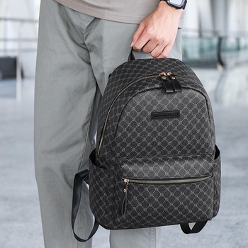 Betűs mintás hátizsák, nylon, 15 hüvelykes laptop kompatibilis, görbült vállpántok, poliészter bélés
