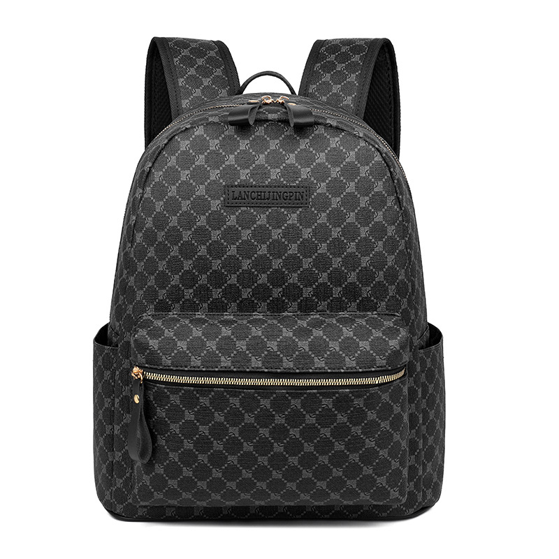 Betűs mintás hátizsák, nylon, 15 hüvelykes laptop kompatibilis, görbült vállpántok, poliészter bélés