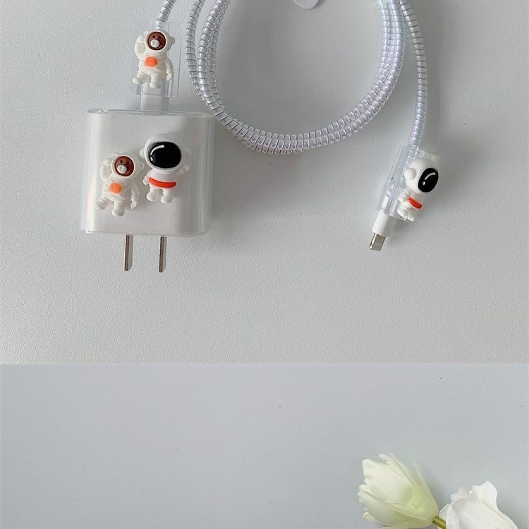 Zaštitni poklopac za punjački priključak s likom crtani astronaut, kompatibilan s Apple brzim punjenjem do 20W, zaštita od lomljenja kabla