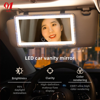 Jiayao automobilių makiažo veidrodėlis su ABS korpusu, sidabro veidrodžio paviršiumi ir 3 m USB kabeliu