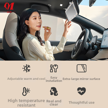 Jiayao automobilių makiažo veidrodėlis su ABS korpusu, sidabro veidrodžio paviršiumi ir 3 m USB kabeliu