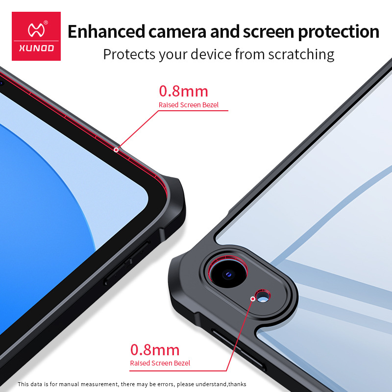 Ultra-plāna iPad aizsargkārta ar caurspīdīgu aizmuguri, četrstūru gaisa spilveni pret kritieniem, izturīgs pret triecieniem un nodilumu, ar auklas caurumu
