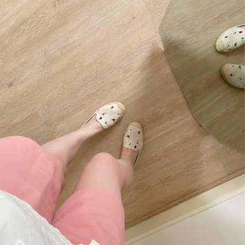 Žvejybos bateliai su lino viršutine dalimi, gumine danga, slip-on, etninio rašto, apvali nosis