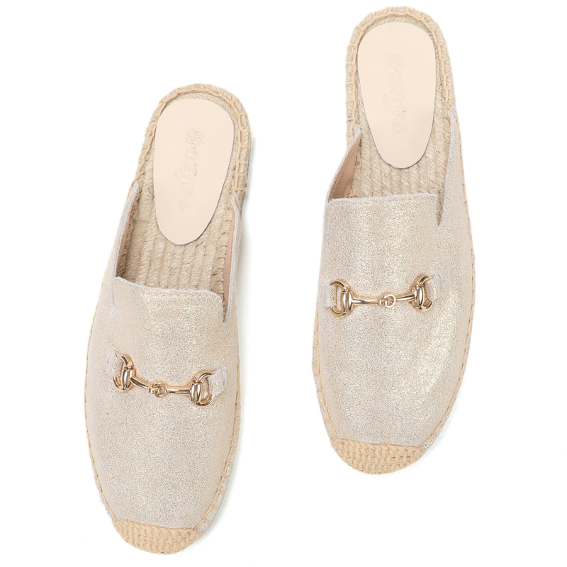 Žvejybos bateliai su lino viršutine dalimi, gumine danga, slip-on, etninio rašto, apvali nosis