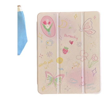 Carcasă cu oglindă pentru iPad – Design floral cu floare și fluture, TPU, activare/dezactivare magnetică, rezistență la uzură și la cădere; Compatibilă cu iPad 10-a generație, Pro 2022 și Air 4/5