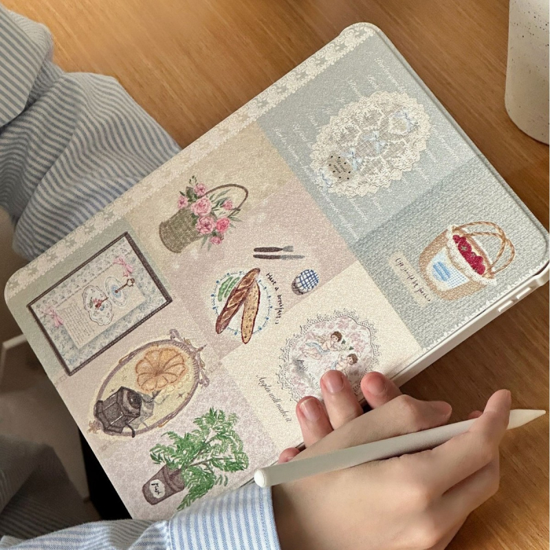 iPad futrola za Air 5 s motivom Francuskog seoskog kruha, s preklopnim i okretljivim poklopcem, otporna na padove, tvrdi zaštitni omotač s džepom za stylus, kompatibilna s iPad Mini 6