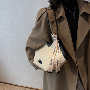 Чанта Tote за жени, голям капацитет, PU материал, модерен градски стил, с цип, Пролет 2024