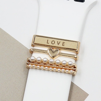 Bratara silicoane Apple Watch cu set de inele decorative din aliaj – universal, stil All-Match, primăvara 2024