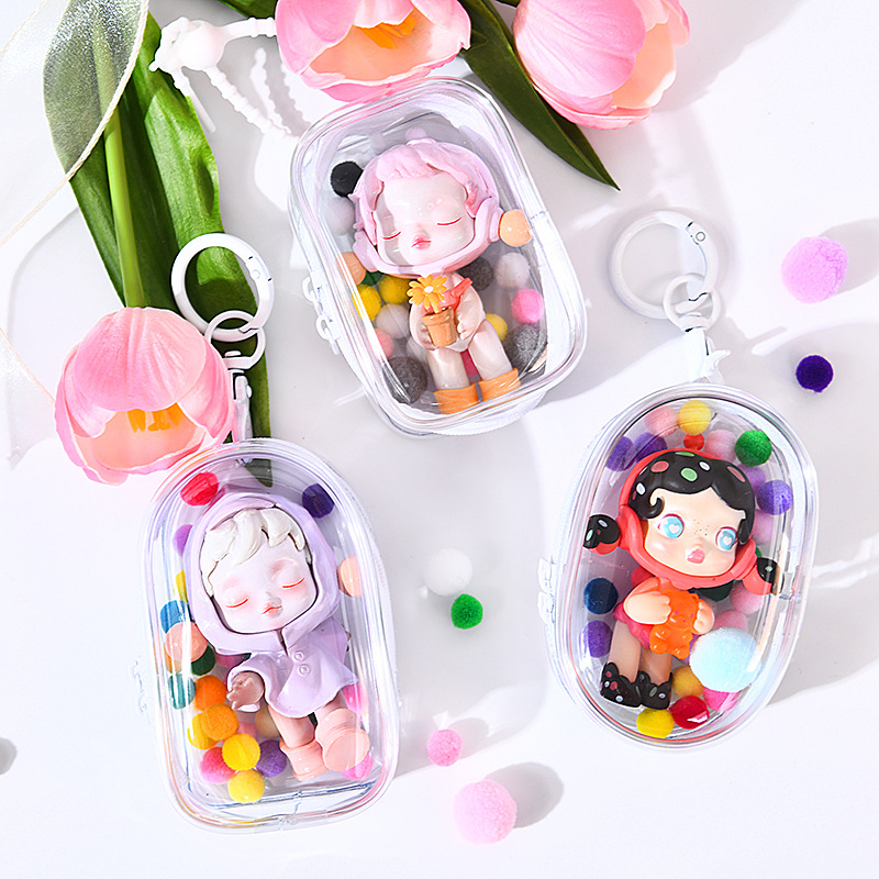 Bubble Mart prozirna PVC viseća torbica za mini figurice 10 cm – izlaganje i skladištenje u blind box, prilagodljivo