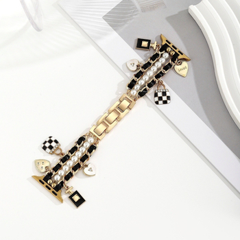 Apple Watch narukvica s pearl lancem u Hepburn stilu; nehrđajući čelik; kompatibilan sa S11/S10; casual do light-luxury dizajn