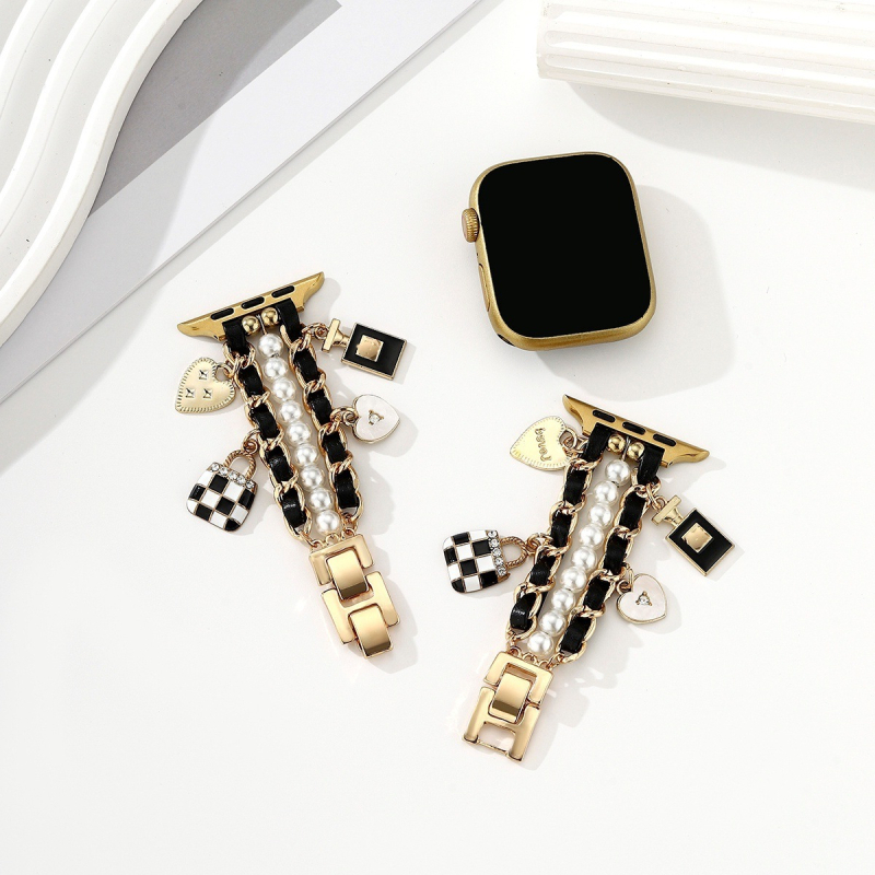 Apple Watch narukvica s pearl lancem u Hepburn stilu; nehrđajući čelik; kompatibilan sa S11/S10; casual do light-luxury dizajn