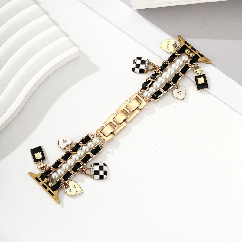 Apple Watch narukvica s pearl lancem u Hepburn stilu; nehrđajući čelik; kompatibilan sa S11/S10; casual do light-luxury dizajn