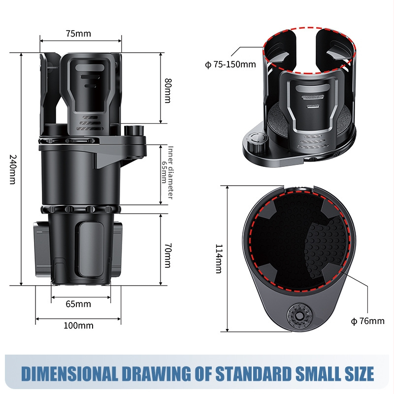 SB-2099 Daudzfunkcionālais automobiļu krūžu turētājs – ABS, Modelis SB, Krūzes pozīcija centrālajā panelī, Apstrādes pielāgošana
