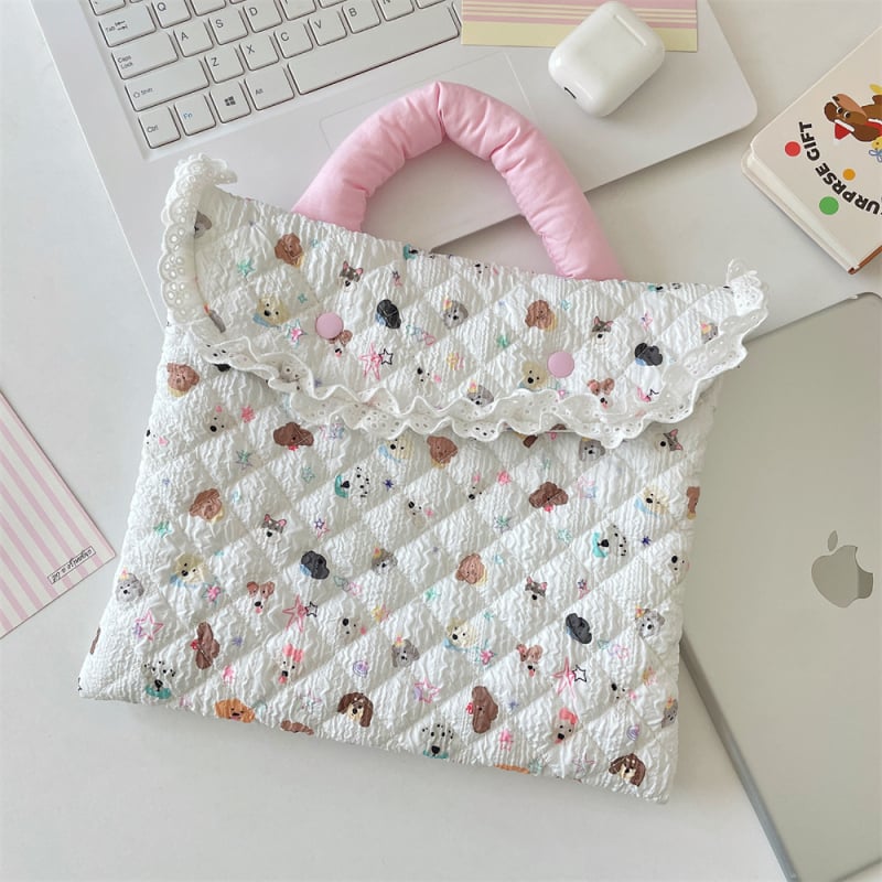 Torba za laptop s uzorkom anime, poliester izvana, pamuk punjenje, naborana podstava