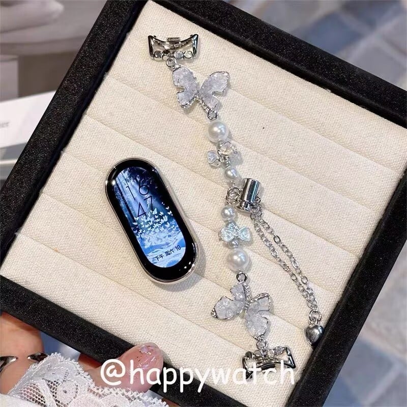 Metalni kaiš za sat leptir dizajna za Xiaomi 8/9, Xiaomi 9 Pro, Xiaomi 10 i Redmi Watch 54 (žene) – kopča; moderan stil; metalni remen; kompatibilan s Xiaomi 8/9, 9 Pro, 10, Redmi Watch 54