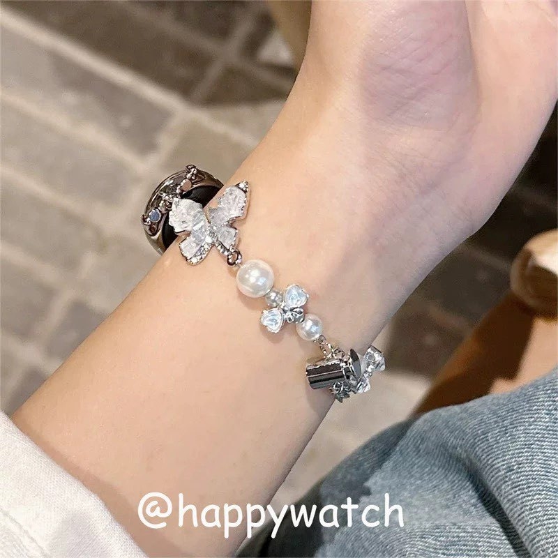 Metalni kaiš za sat leptir dizajna za Xiaomi 8/9, Xiaomi 9 Pro, Xiaomi 10 i Redmi Watch 54 (žene) – kopča; moderan stil; metalni remen; kompatibilan s Xiaomi 8/9, 9 Pro, 10, Redmi Watch 54