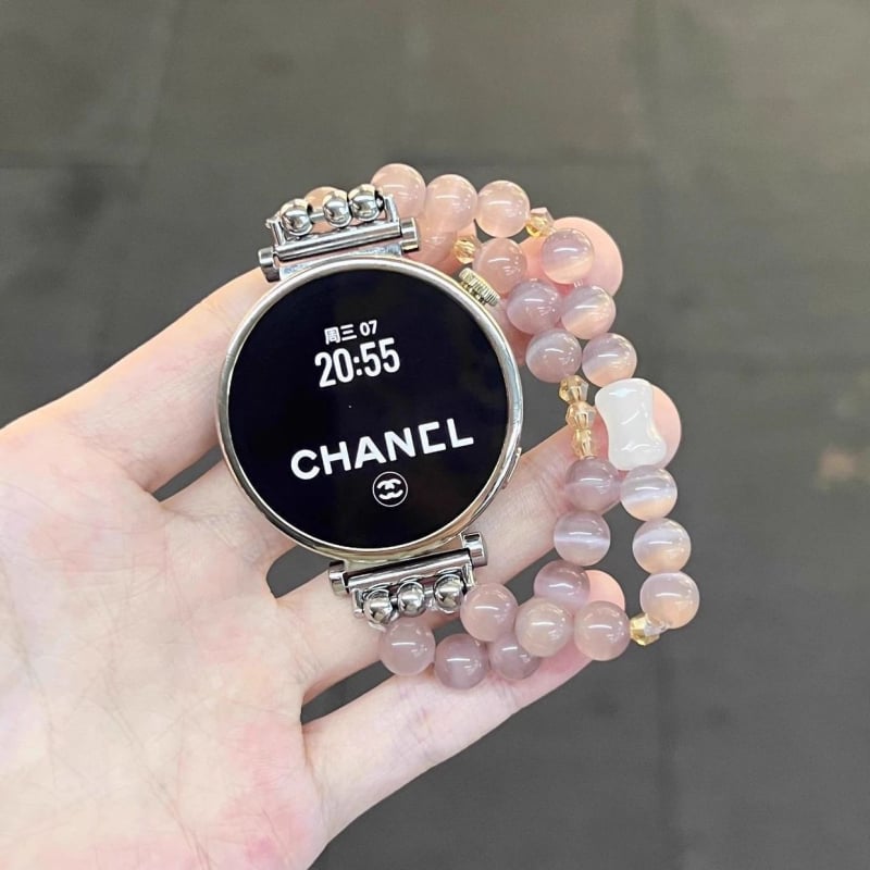 Ženski metalni kaiš za Huawei GT5/GT4/GT3 i Watch5/Watch4, prozračni elastični lanac Cat's Eye Lilac Amethyst, 18 mm