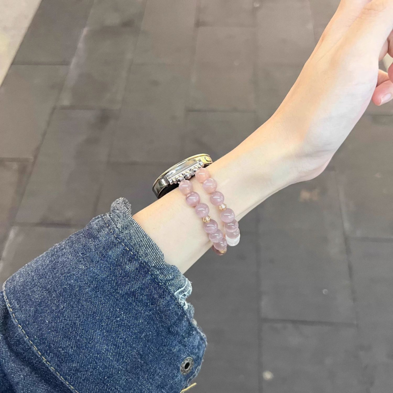 Ženski metalni kaiš za Huawei GT5/GT4/GT3 i Watch5/Watch4, prozračni elastični lanac Cat's Eye Lilac Amethyst, 18 mm
