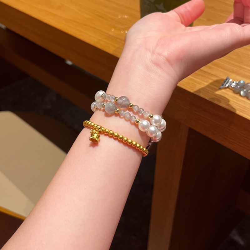 Narukvica od mjesečevog kamena za Apple Watch SE, elastični kaiš, biserni ukras, veličine 14–22 mm