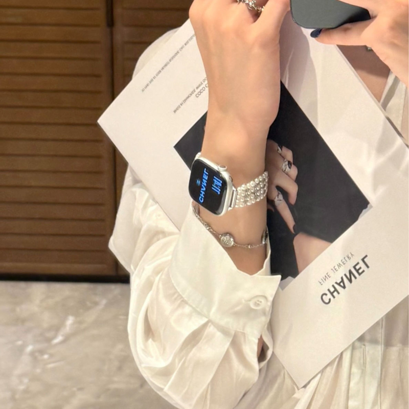 Elegantna biserna cirkon kaiš za Apple Watch, ženski dizajn