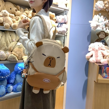 Nylon hátizsák, uniszex, 10 hüvelykes laptophoz, anime karikatúra capybara minta, görbült vállpánt