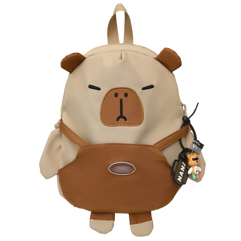 Nylon hátizsák, uniszex, 10 hüvelykes laptophoz, anime karikatúra capybara minta, görbült vállpánt