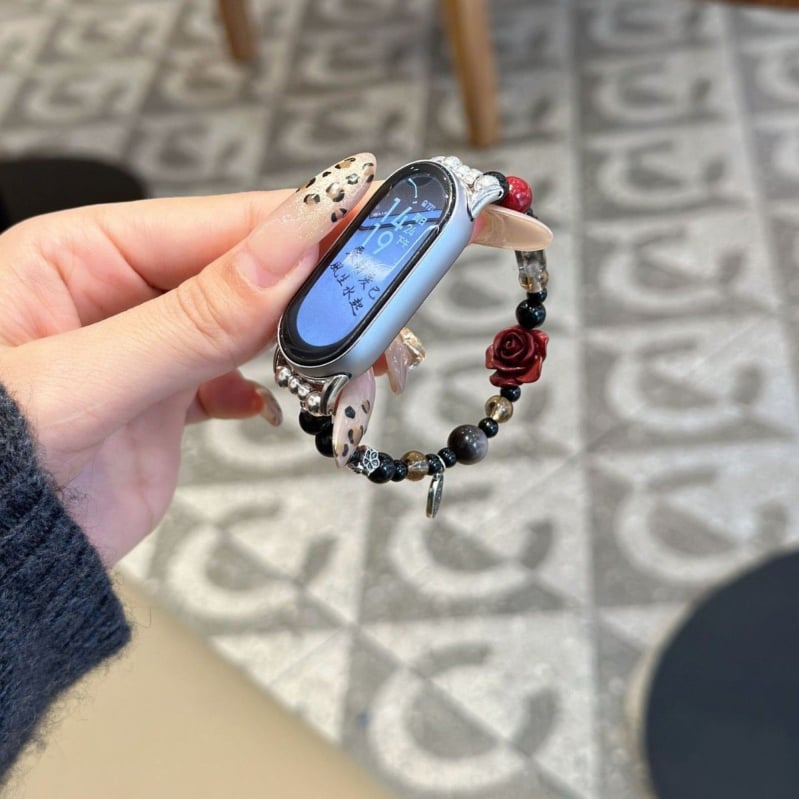 Μεταλλικό λουράκι με χάντρες για Xiaomi Mi Band 9 Pro / 8 Pro με αγκράφα