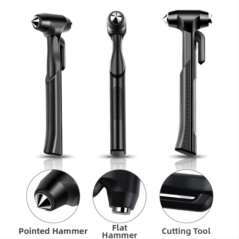 Automobiļu drošības āmurs ar garu rokturi un griezēju, daudzfunkcionāls glābšanas instruments (Drops; Materiāls: ABS + augsta oglekļa tērauds; Svars: 185 g)