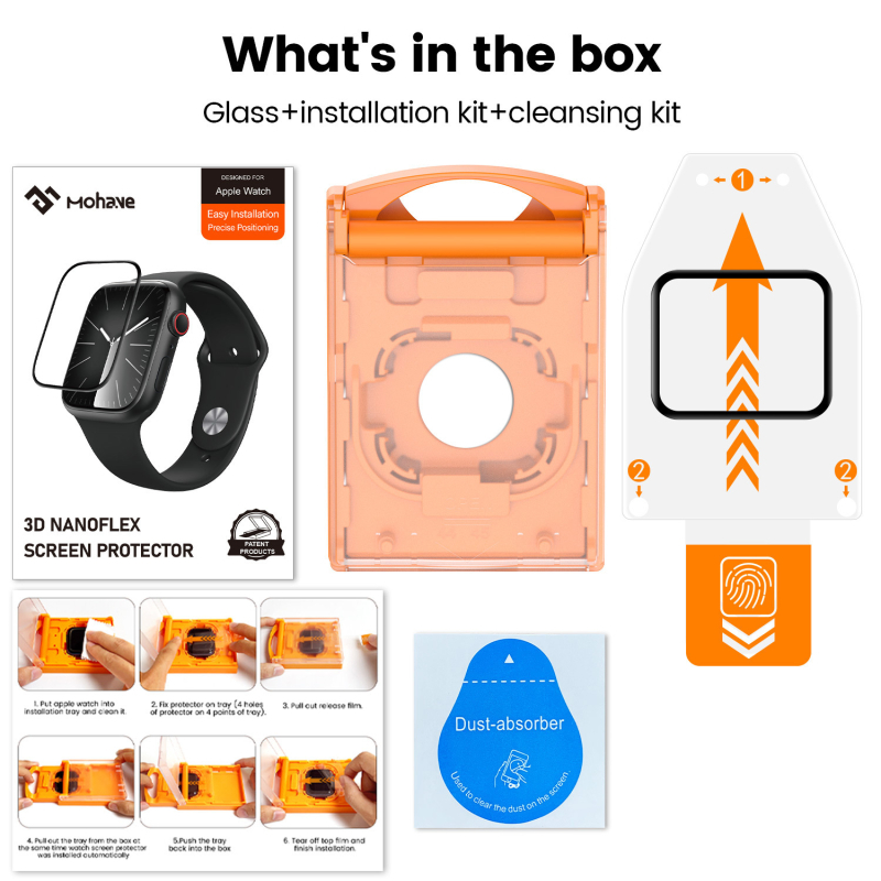 Film de protecție pentru ecran Apple Watch – membrană frontală, film HD PET, anti-cădere și praf, compatibil cu S10/S9/S8/S7/6/5/4