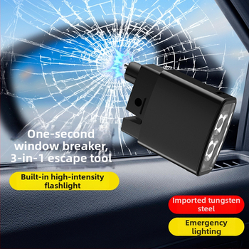 Type-C punjenje 3-u-1 automobilni čekić za razbijanje stakla s nožem za rezanje i tri načina rasvjete