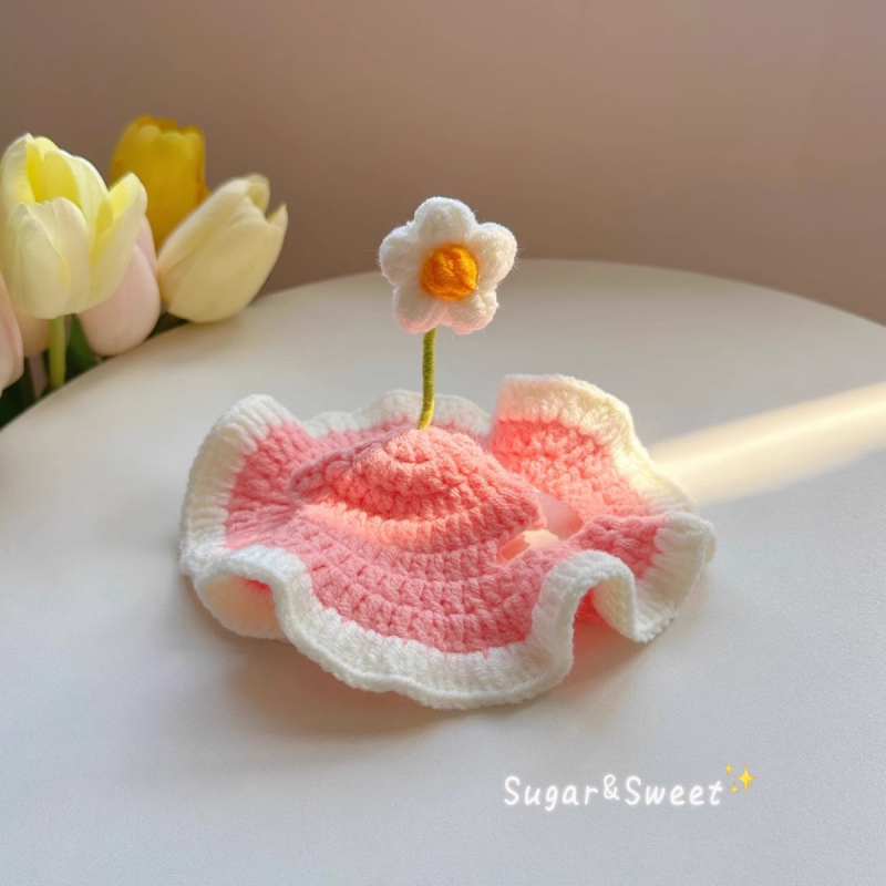 Шапка за котки от вълна, ръчно плетена, модерен минималистичен стил, подходяща за подарък на домашен любимец