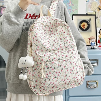 Σακίδιο κοριτσιών, νάιλον, φλοράλ μοτίβο, επένδυση από πολυεστέρα, ιμάντες με αερόστρωμα, αναπνεόμενο και ελαφρύνει το φορτίο