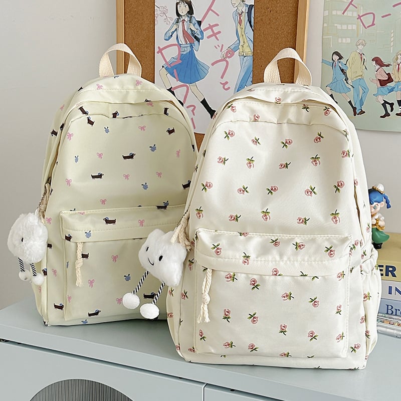 Σακίδιο κοριτσιών, νάιλον, φλοράλ μοτίβο, επένδυση από πολυεστέρα, ιμάντες με αερόστρωμα, αναπνεόμενο και ελαφρύνει το φορτίο