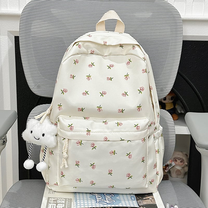 Σακίδιο κοριτσιών, νάιλον, φλοράλ μοτίβο, επένδυση από πολυεστέρα, ιμάντες με αερόστρωμα, αναπνεόμενο και ελαφρύνει το φορτίο