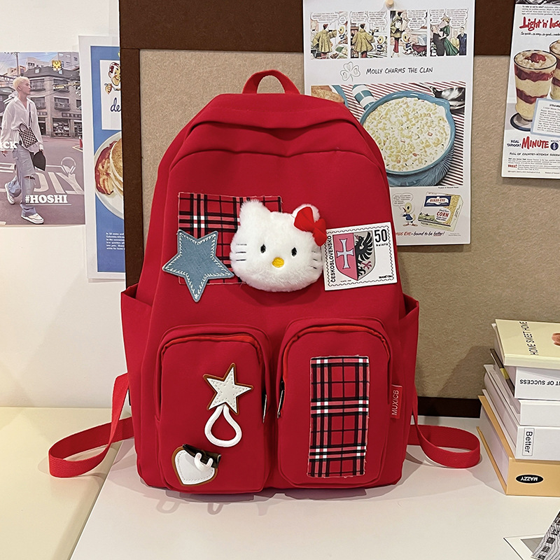 Σχολική τσάντα για κορίτσια με μεγάλο χώρο αποθήκευσης, από νάιλον, εξαιρετικά ελαφριά, προστασία της σπονδυλικής στήλης και ιμάντες με μαξιλάρι αέρα.