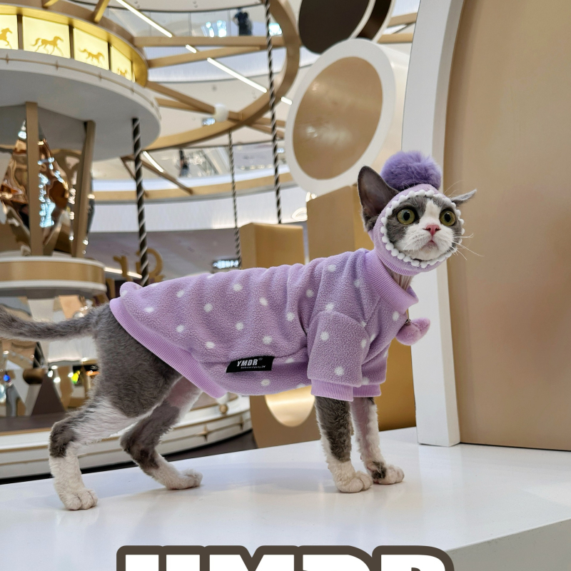 Odjeća za mačke Devon Rex s kapom – Unisex, odjeća za kućne ljubimce, Materijal: svila cvjetni motiv, Univerzalni stil