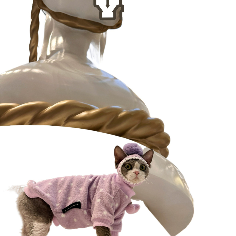 Odjeća za mačke Devon Rex s kapom – Unisex, odjeća za kućne ljubimce, Materijal: svila cvjetni motiv, Univerzalni stil