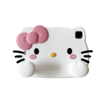 Silikon védőtok iPad 9/10 generációhoz, Kitty macska dizájnnal, slot a tollhoz, ütésálló, Sleep/Wake funkció