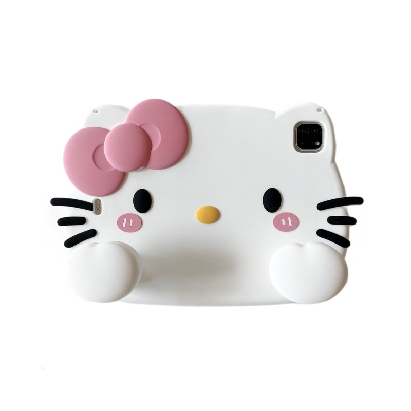 Silikon védőtok iPad 9/10 generációhoz, Kitty macska dizájnnal, slot a tollhoz, ütésálló, Sleep/Wake funkció