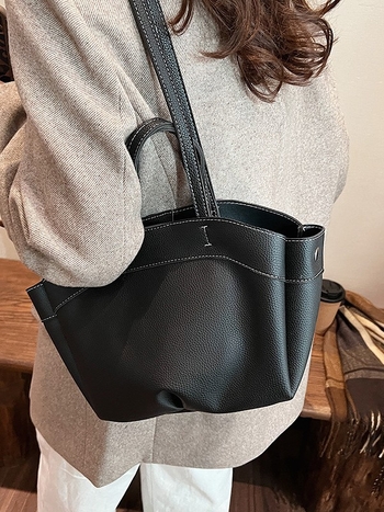 Geantă Tote din PU, formă ovală, închidere magnetică, buzunar pentru laptop și buzunar pentru cameră, exterior tridimensional, bretea de umăr simplă