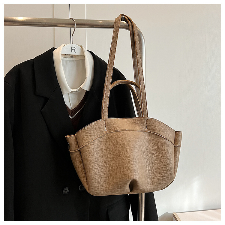 Geantă Tote din PU, formă ovală, închidere magnetică, buzunar pentru laptop și buzunar pentru cameră, exterior tridimensional, bretea de umăr simplă