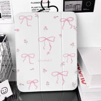 Permatomas dirbtinės odos dėklas iPad Air 4/5 su Y formos užlenkimu ir kaspinėliu (Medžiaga: dirbtinė oda; Gamyba: karštas presavimas; Suderinamumas: iPad Air 4/5)