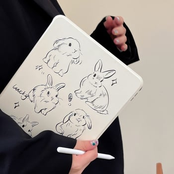 Ochranné puzdro na iPad s flipovým krytom, cartoon dizajn z akrylu, gravírovaný vzor, odolné voči nárazom a pádu, odvod tepla, funkcia spánku